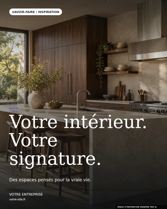 Modèle Immersion : votre intérieur, votre signature, sur une image de cuisine de démonstration générée par IA