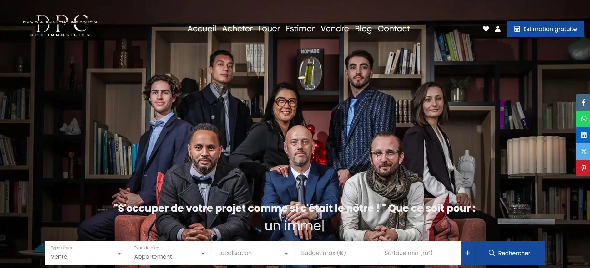 DPC Immobilier — Développement d'une plateforme de services immobiliers haute performance.