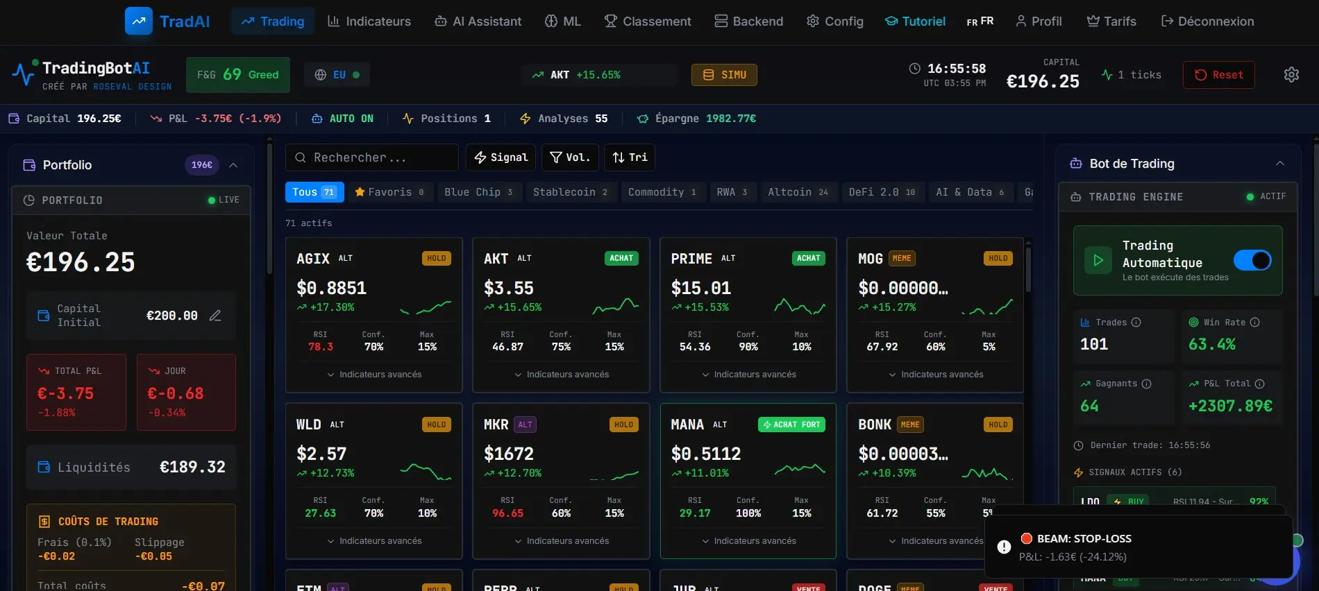 Trading Bot AI — Outil de trading automatisé utilisant des agents d'intelligence artificielle.
